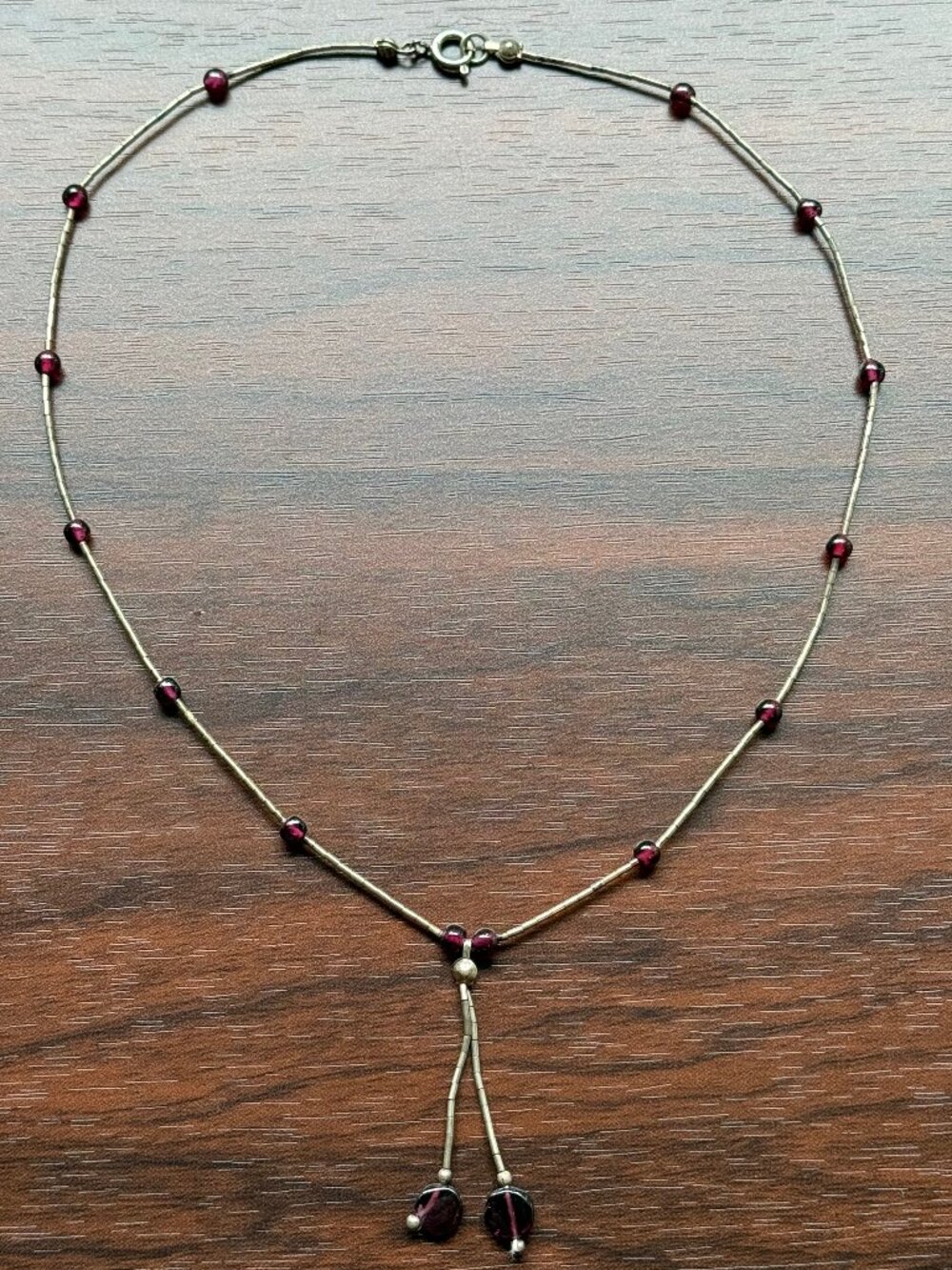 Liquid Sterling Silver and Glass Bead Southwest Necklace - Picture 4 of 5
